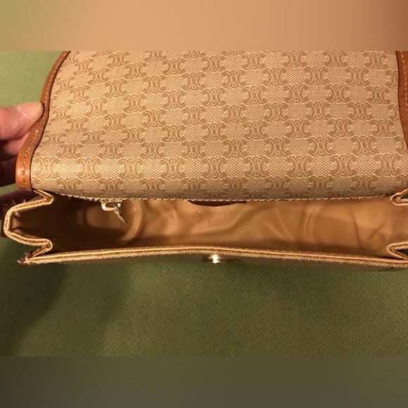 Vintage Celine Monogram All Over Print Leather Trim Crossbody Bag - Picture 9 of 16